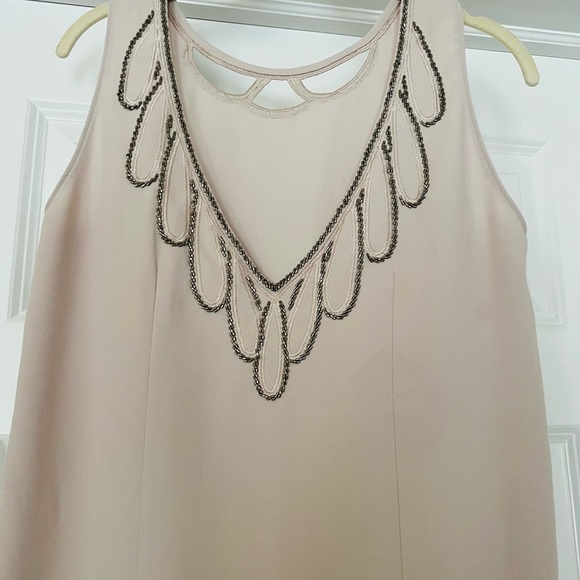 Champagne sleeveless dress with embellishments (no size on it, fits like a med) - Picture 4 of 4